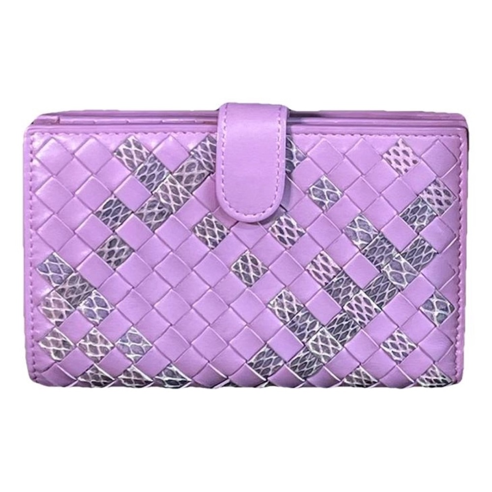 Bottega Veneta Light Purple & Animal Print Intrecciato Weave Wallet - Picture 1 of 17